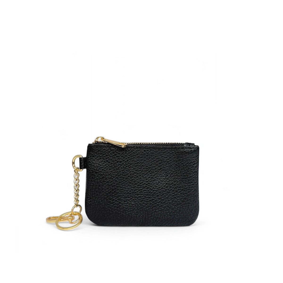 Porte-monnaie porte-clés en cuir grainé POCKET Noir