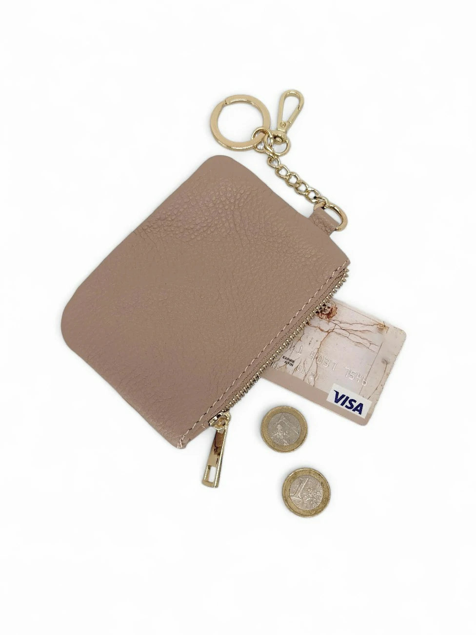 Leather keychain wallet irise POCKET Pale gold