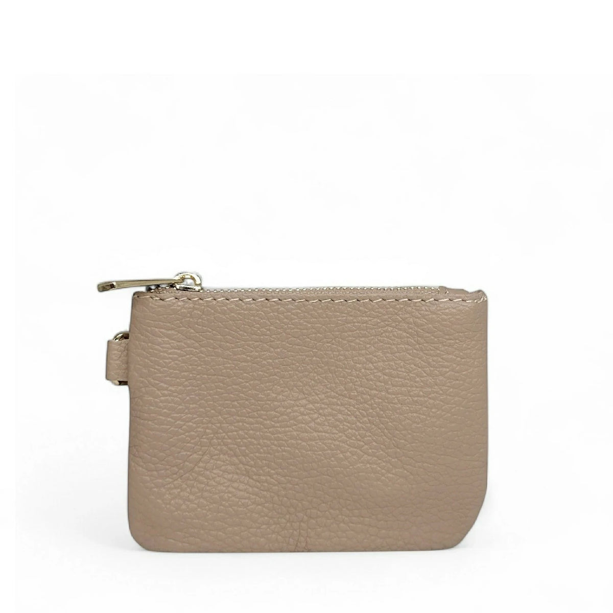 POCKET grained leather keychain coin purse Nude pink