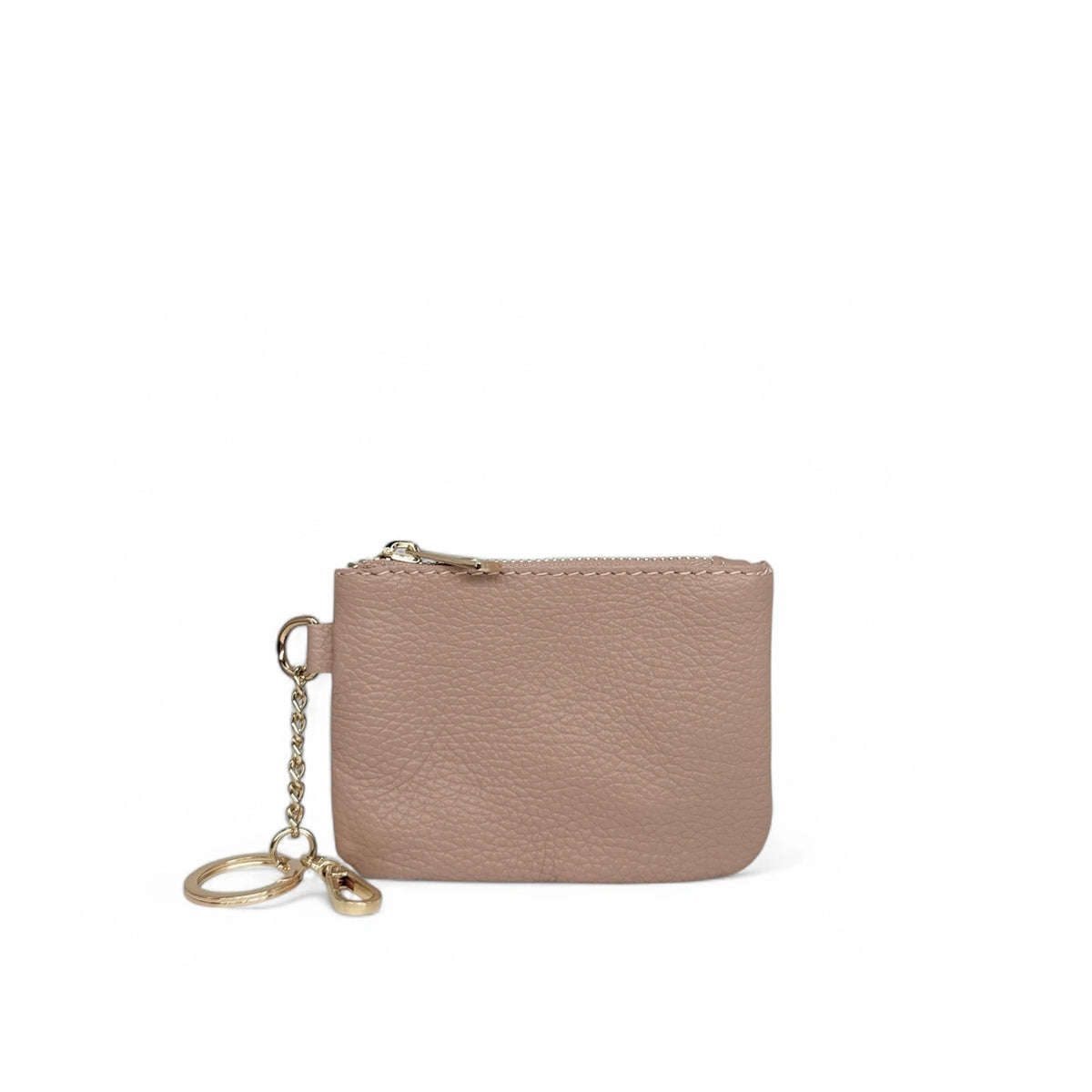 Monedero llavero de piel granulada POCKET rosa nude