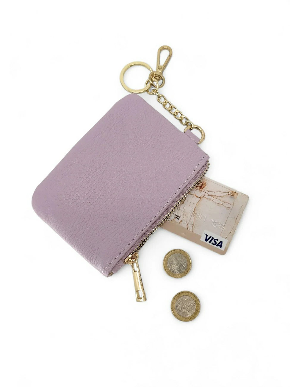Leather keychain wallet irise POCKET Pale gold