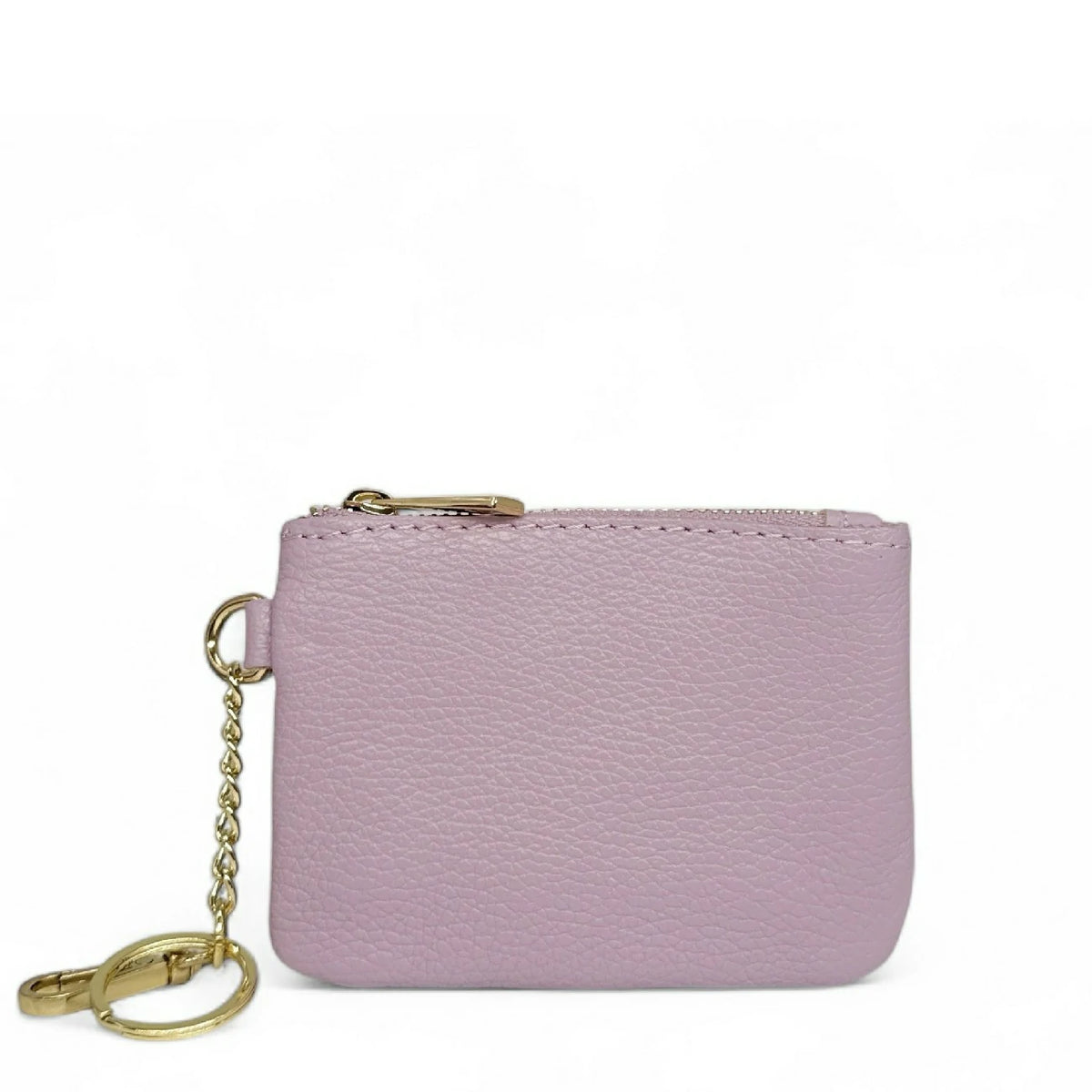 POCKET grained leather keychain coin purse Pastel pink