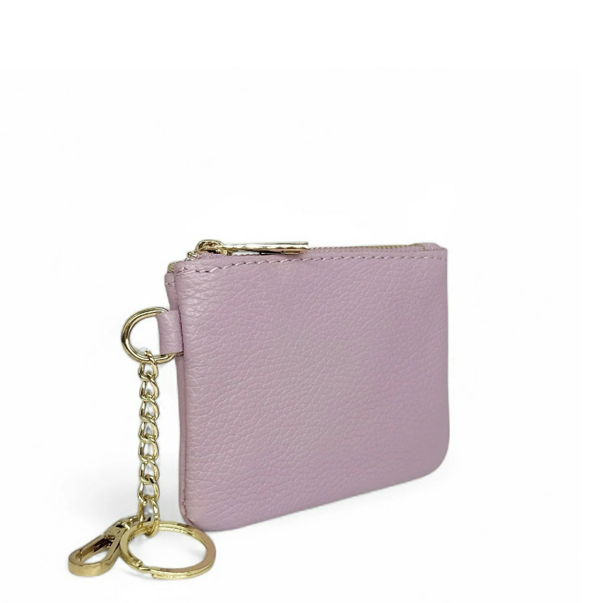 POCKET grained leather keychain coin purse Pastel pink