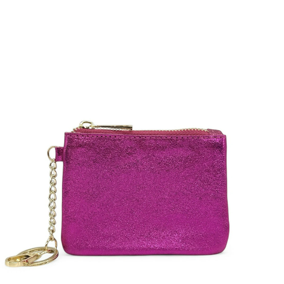 Monedero llavero en piel tornasolada POCKET GLOW Rosa Fucsia
