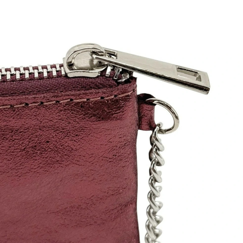 POCKET GLOW iridescent leather keyring coin purse, Burgundy