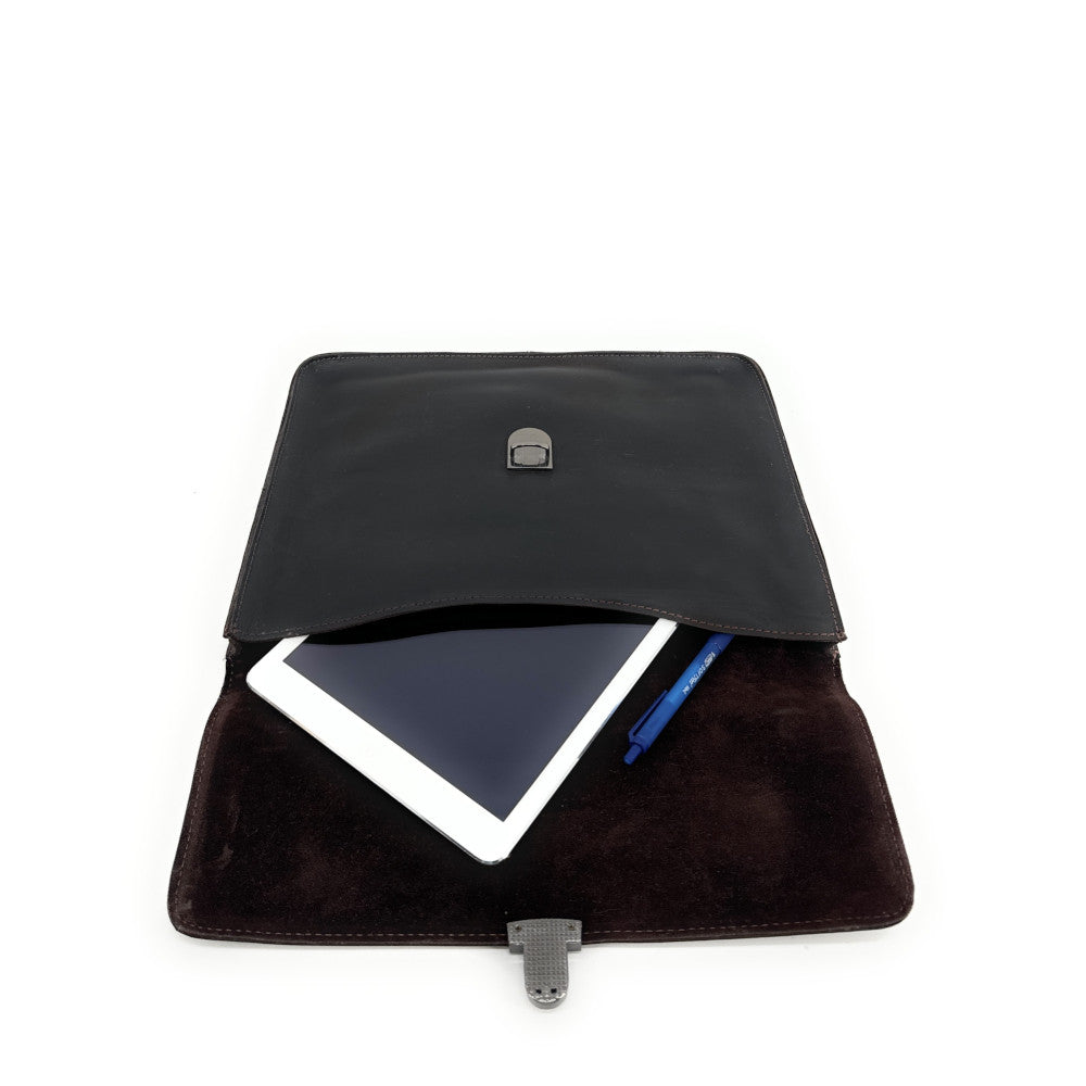 Pochette porte document en cuir pull-up TIM Chocolat
