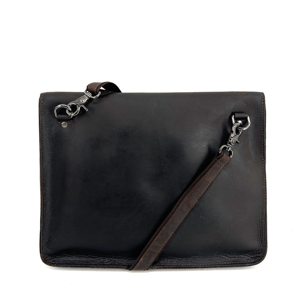 Pochette porte document en cuir pull-up TIM Chocolat