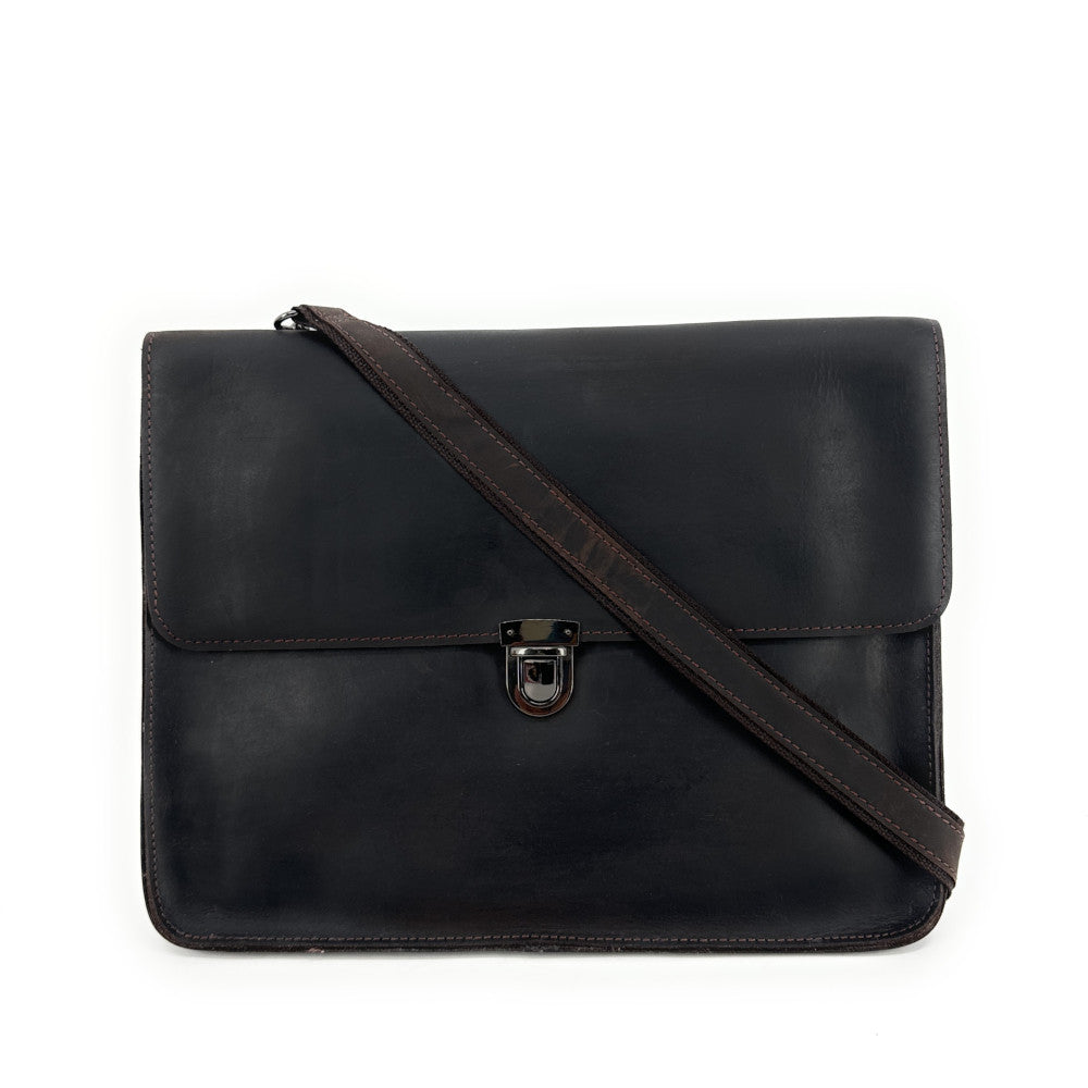 Pochette porte document en cuir pull-up TIM Chocolat