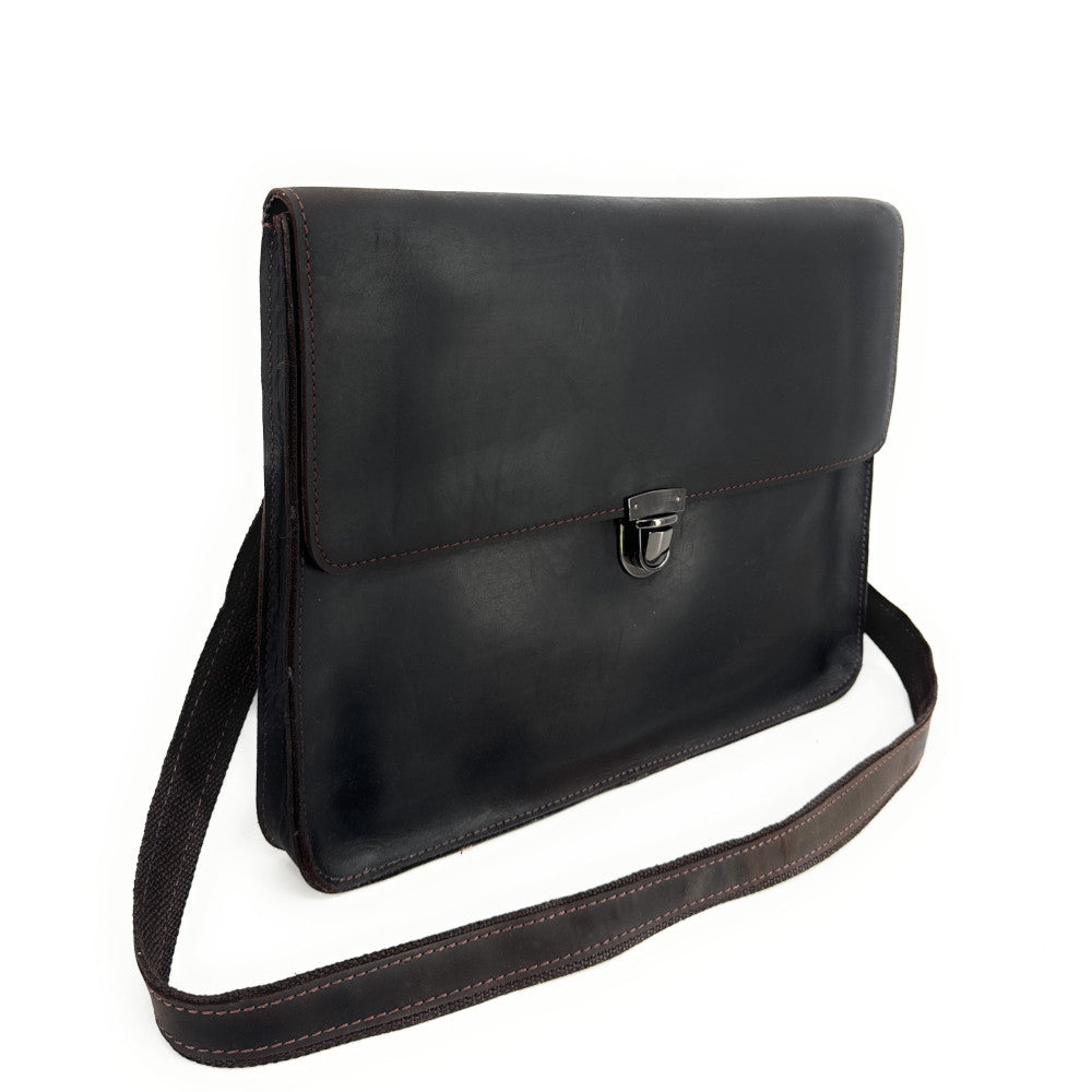 Pochette porte document en cuir pull-up TIM Chocolat