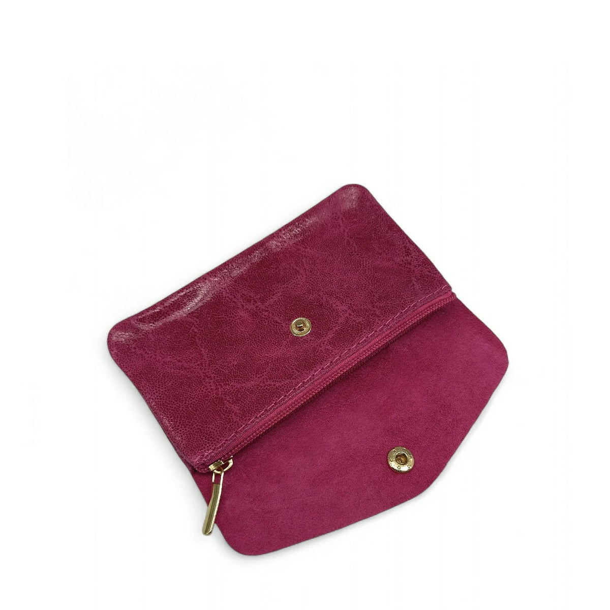 Geldbörsen-Clutch aus gebürstetem Leder COMPO BROSSEE Fuchsiarosa