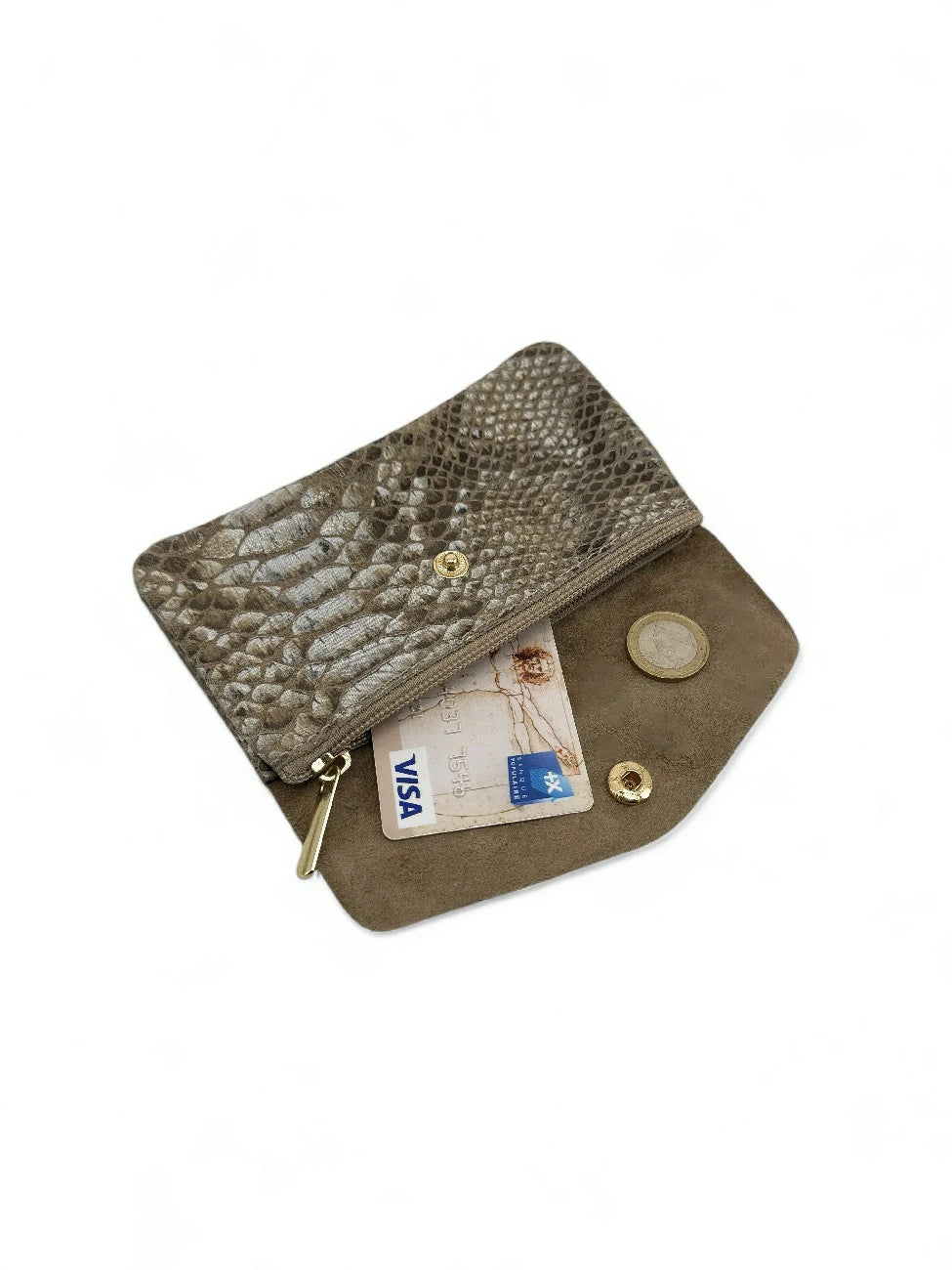 COMPO BROSSEE brushed leather coin purse - Nude pink