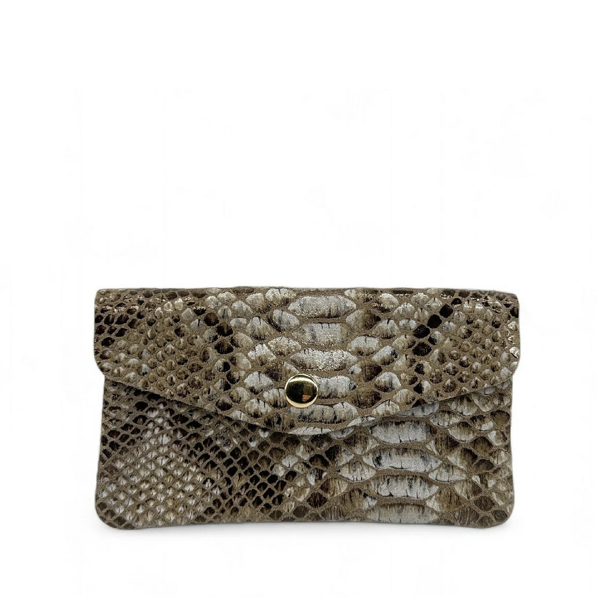 COMPO BROSSEE brushed leather coin purse clutch, Python