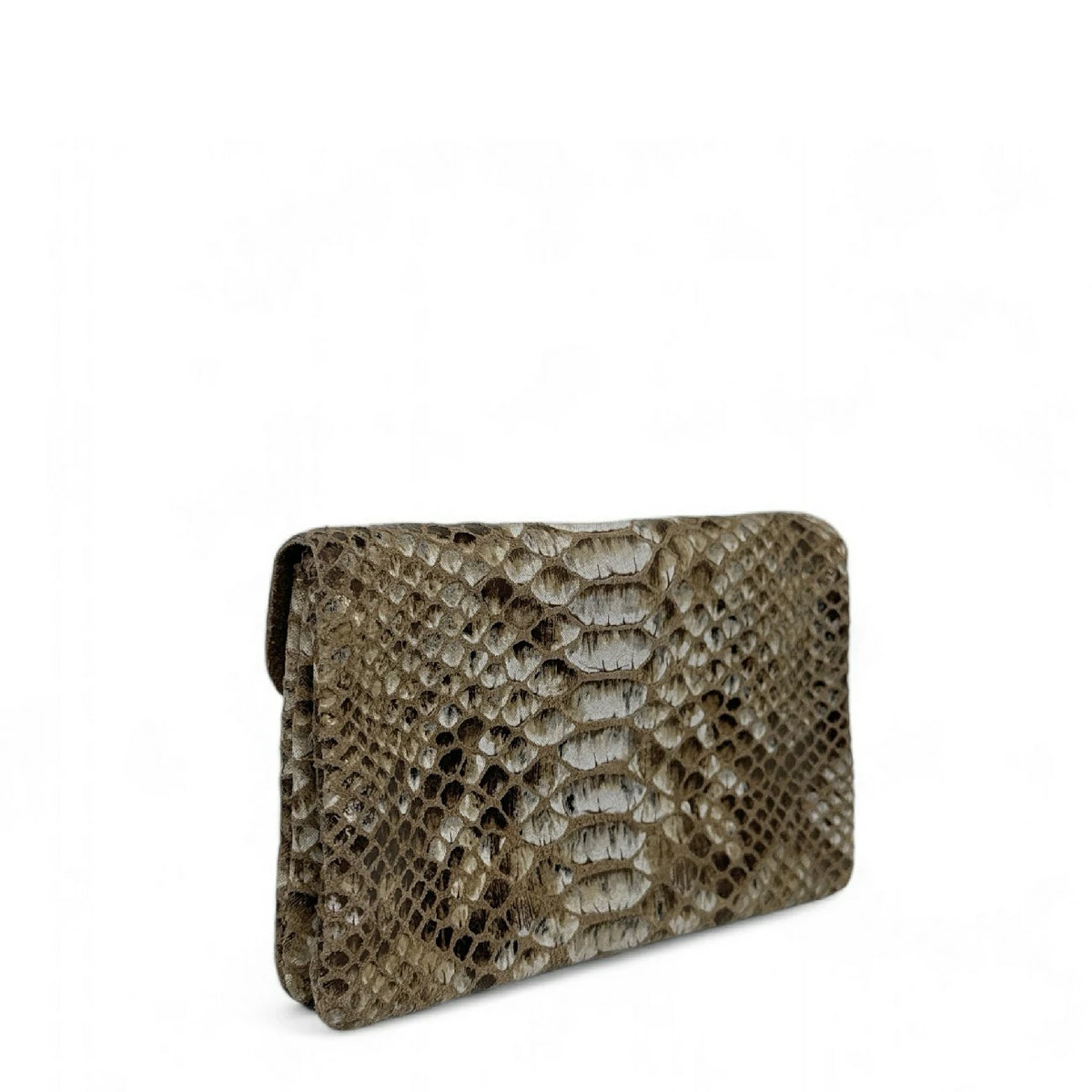 COMPO BROSSEE brushed leather coin purse clutch, Python