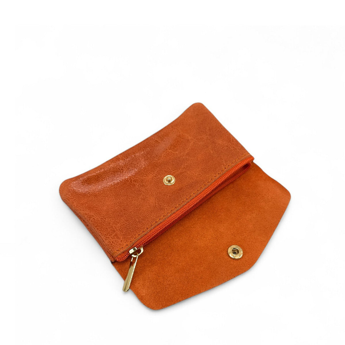 Geldbörsen-Clutch aus gebürstetem Leder COMPO BROSSEE Mandarine