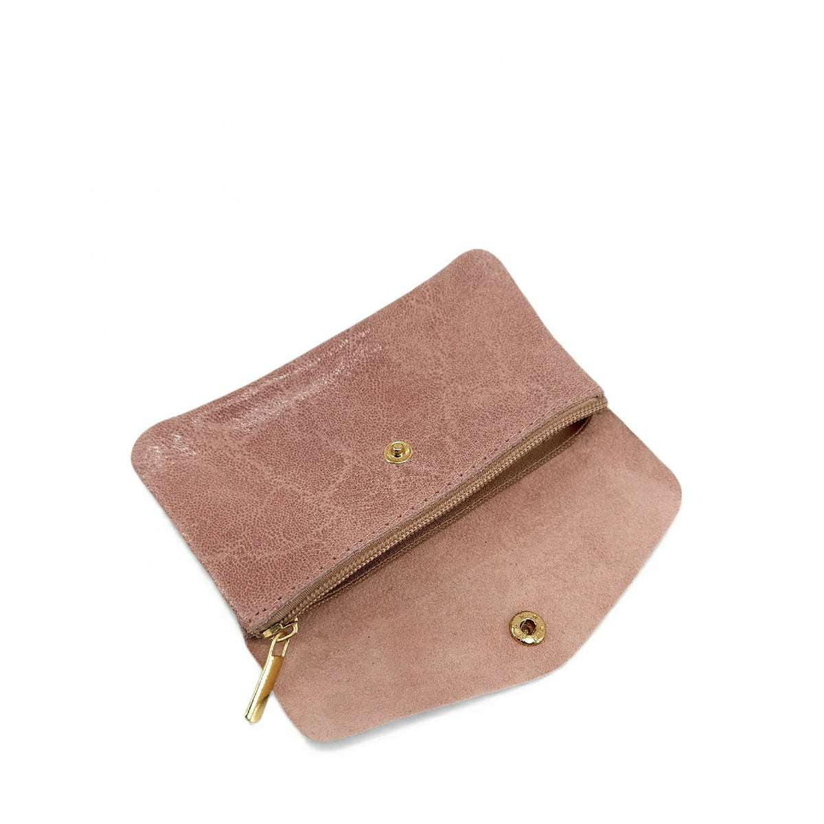Geldbörsen-Clutch aus gebürstetem Leder COMPO BROSSEE Nude-Rosa