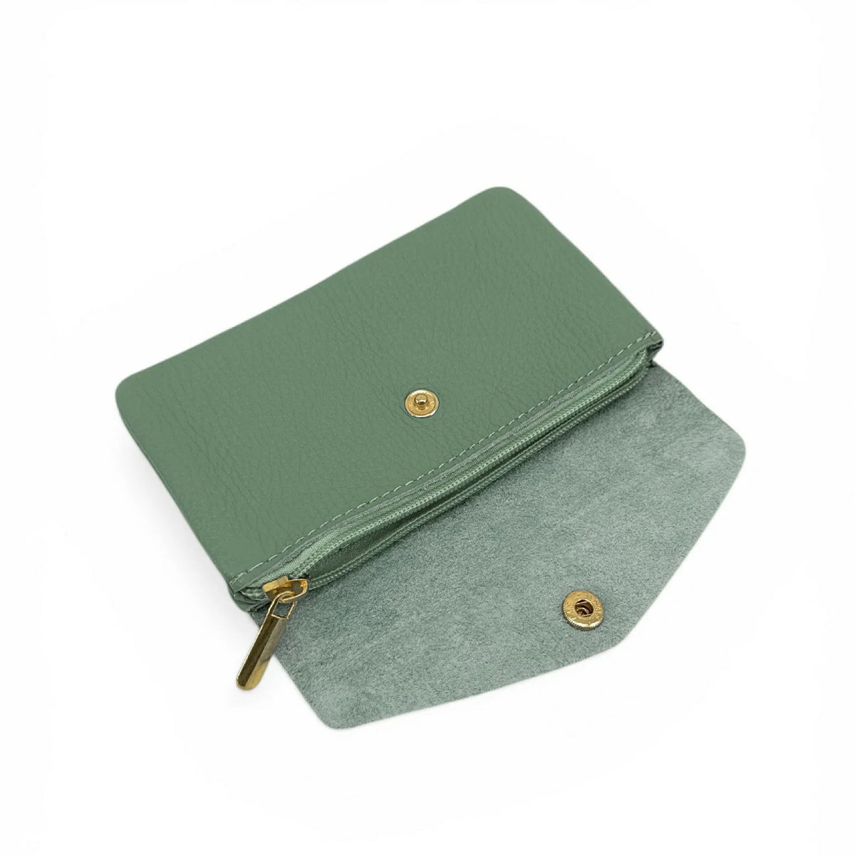 Pochette porte-monnaie en cuir grainé COMPO Vert amande