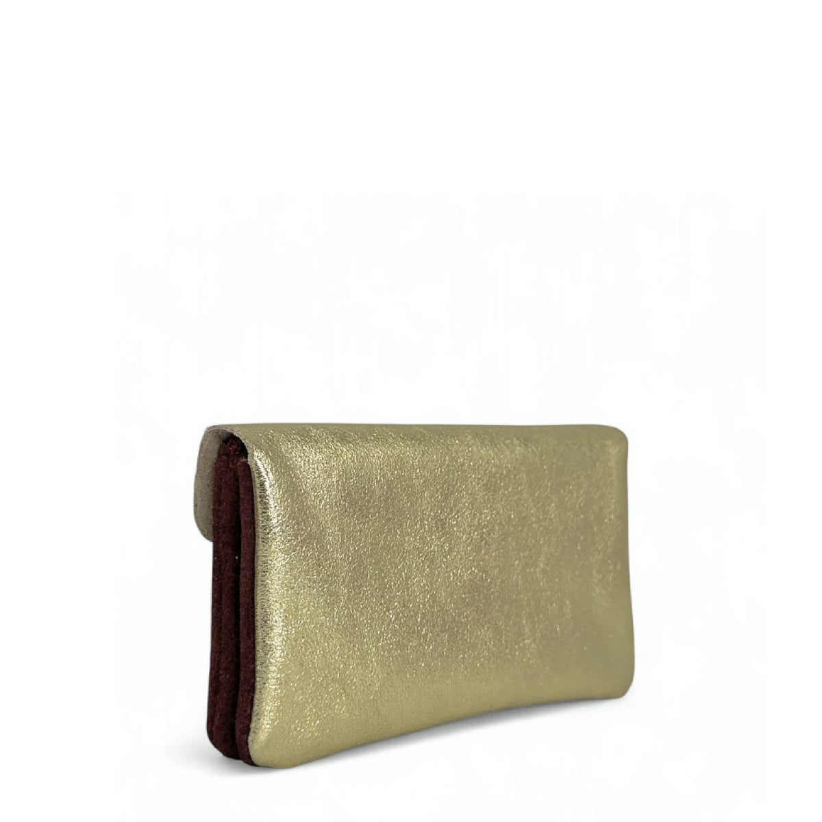 Geldbörsen-Clutch aus Wildleder und schillerndem Leder COMBI Bordeaux