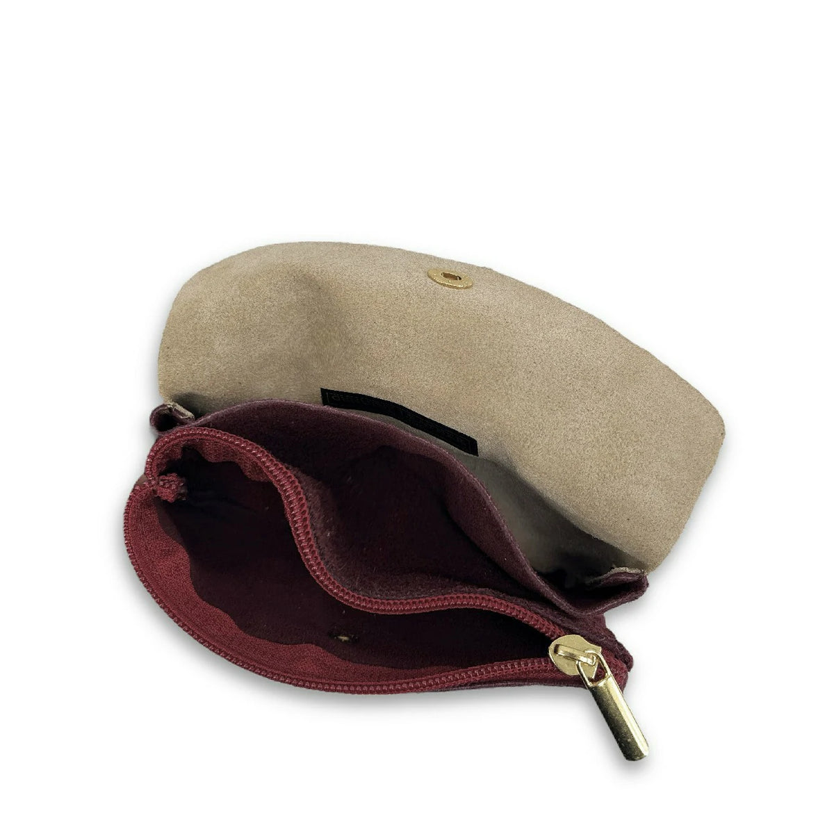 Geldbörsen-Clutch aus Wildleder und schillerndem Leder COMBI Bordeaux