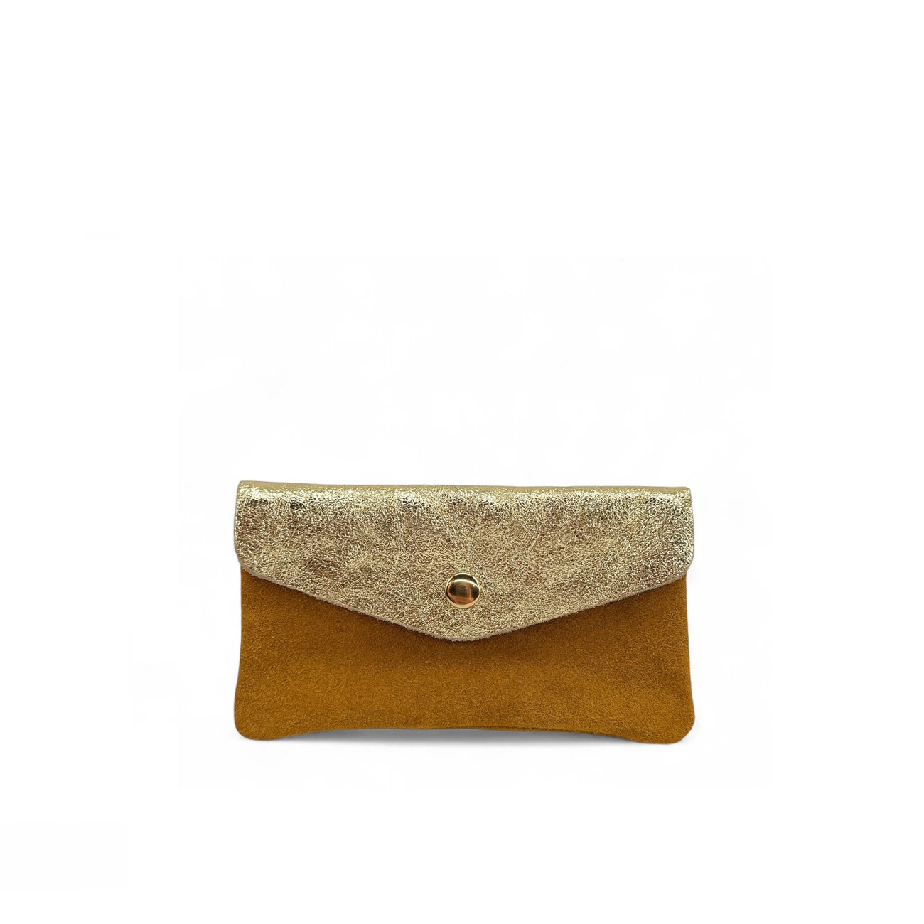 COMBI Suede and Iridescent Leather Coin Purse Pouch Light Camel
