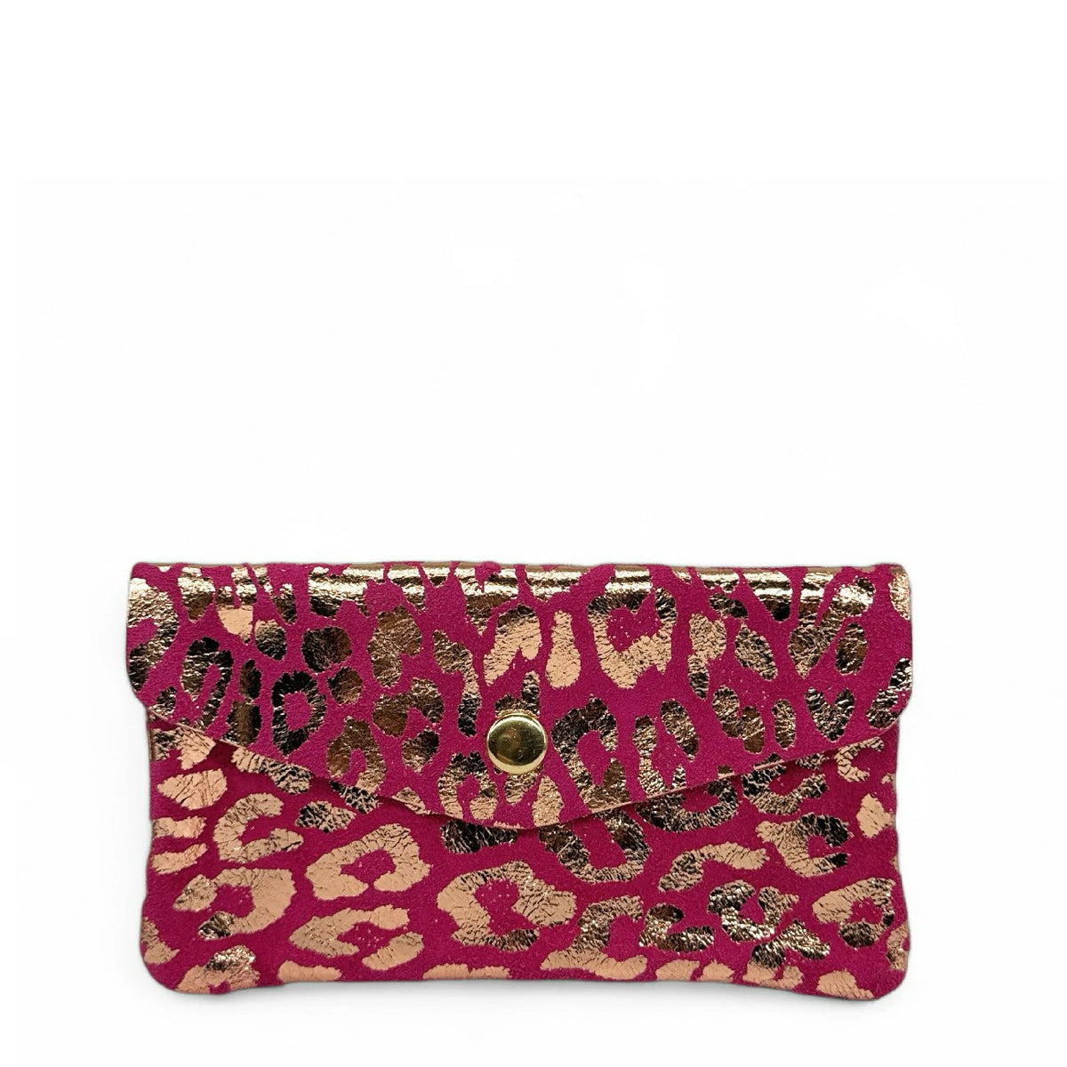 Geldbörsen-Clutch aus Wildleder COMBI LEO Fuchsia-Rosa