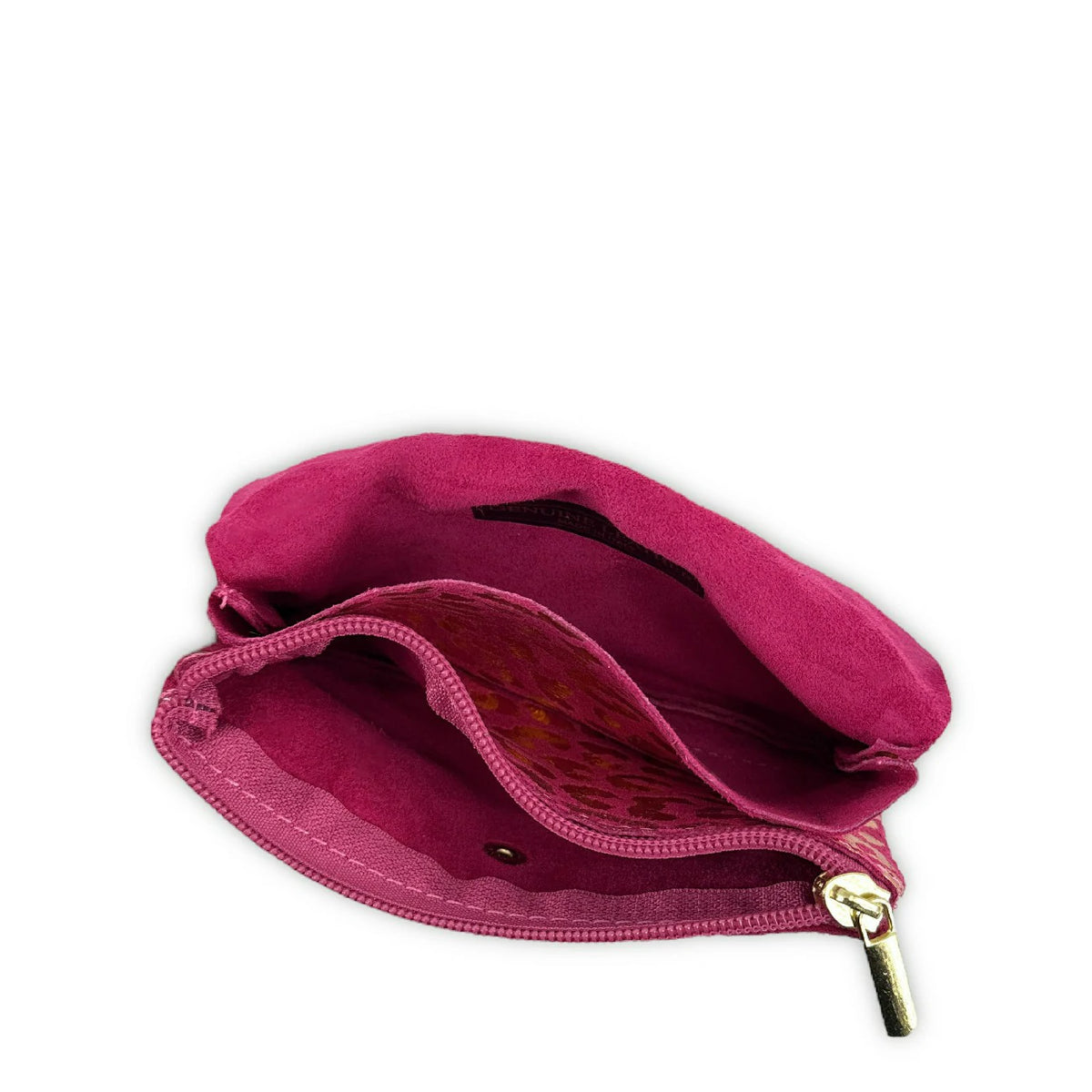 Geldbörsen-Clutch aus Wildleder COMBI LEO Fuchsia-Rosa
