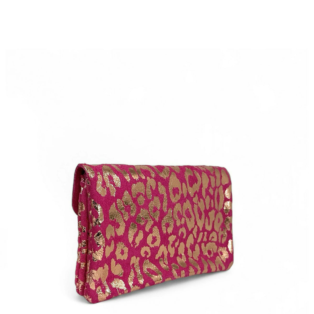 Geldbörsen-Clutch aus Wildleder COMBI LEO Fuchsia-Rosa