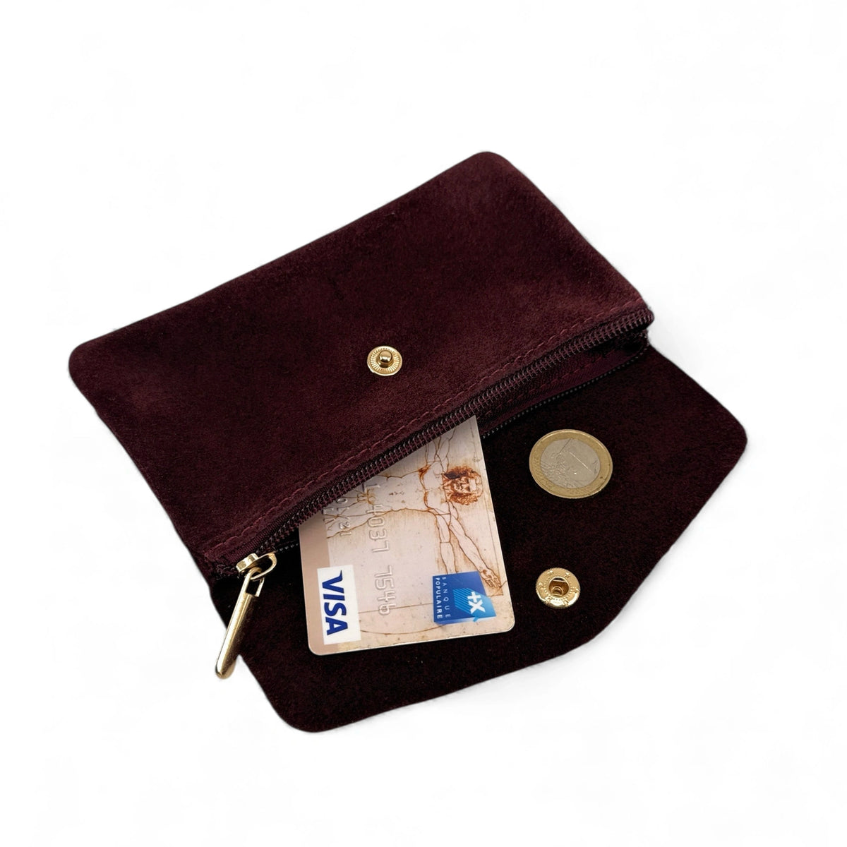 Geldbörsen-Clutch aus Wildleder COMPO SUEDE Bordeaux