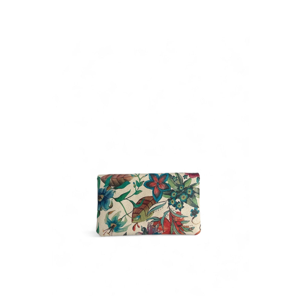 Pochette porte-monnaie en cuir à motif COMPO FLOWER Floral orange