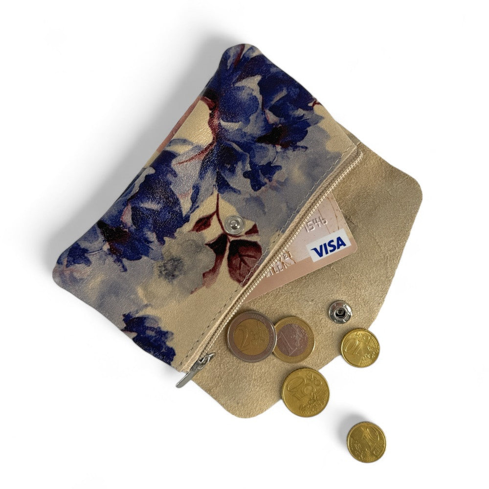 Pochette porte-monnaie en cuir à motif COMPO FLOWER Floral améthyste