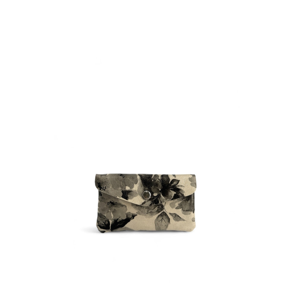 Pochette porte-monnaie en cuir à motif COMPO FLOWER Floral noir