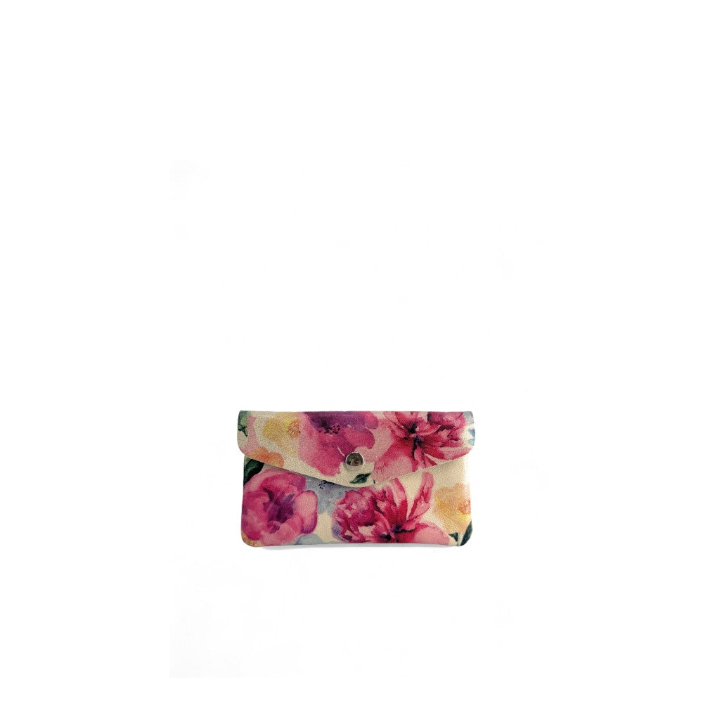 Pochette porte-monnaie en cuir à motif COMPO FLOWER Floral rose