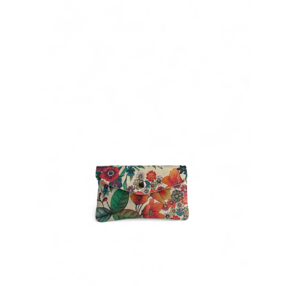 Pochette porte-monnaie en cuir à motif COMPO FLOWER Floral orange