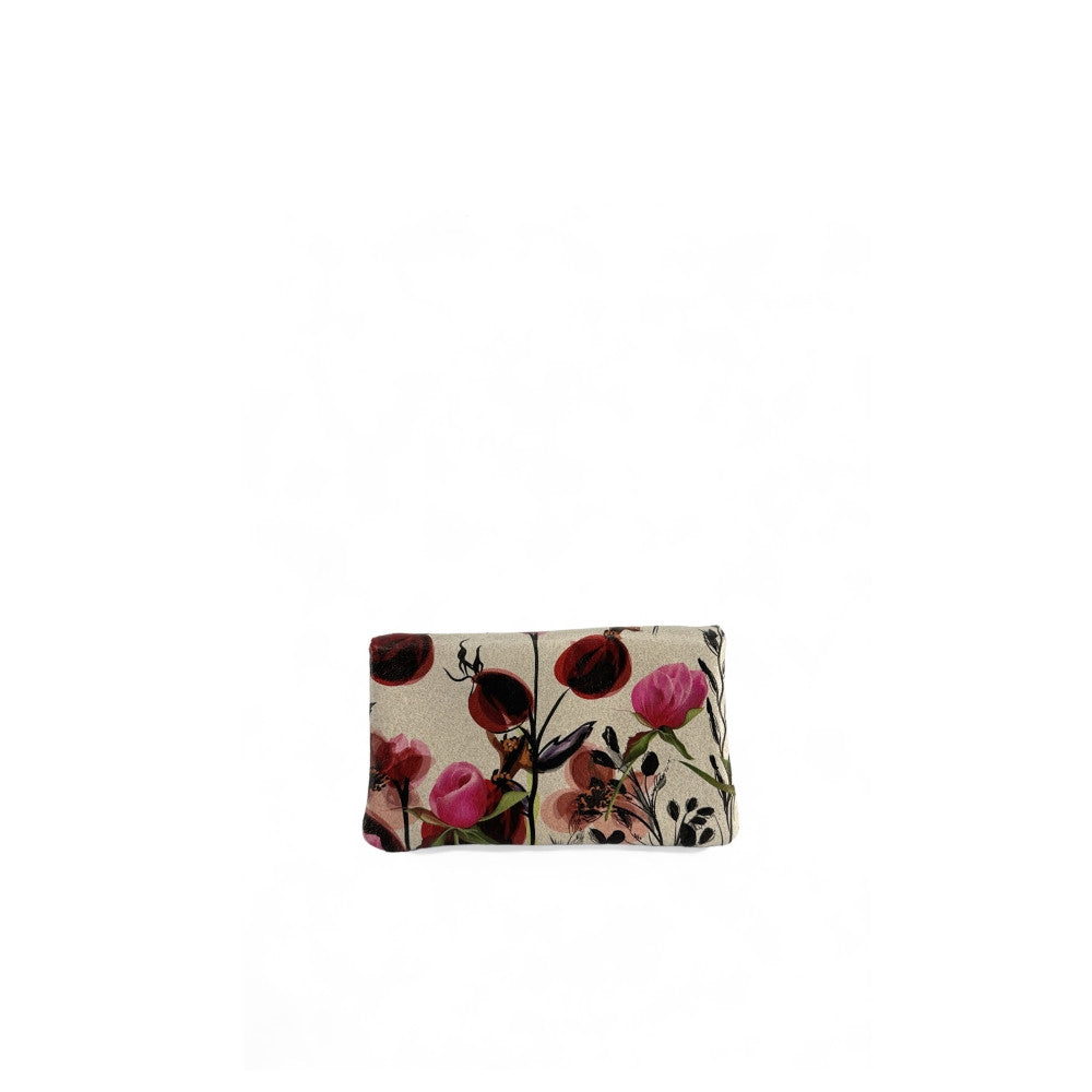 Pochette porte-monnaie en cuir à motif COMPO FLOWER Floral framboise