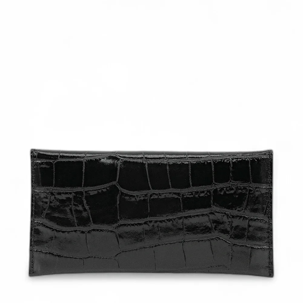 Porte-cartes portefeuille en cuir façon crocodile CLOE CROCO Noir