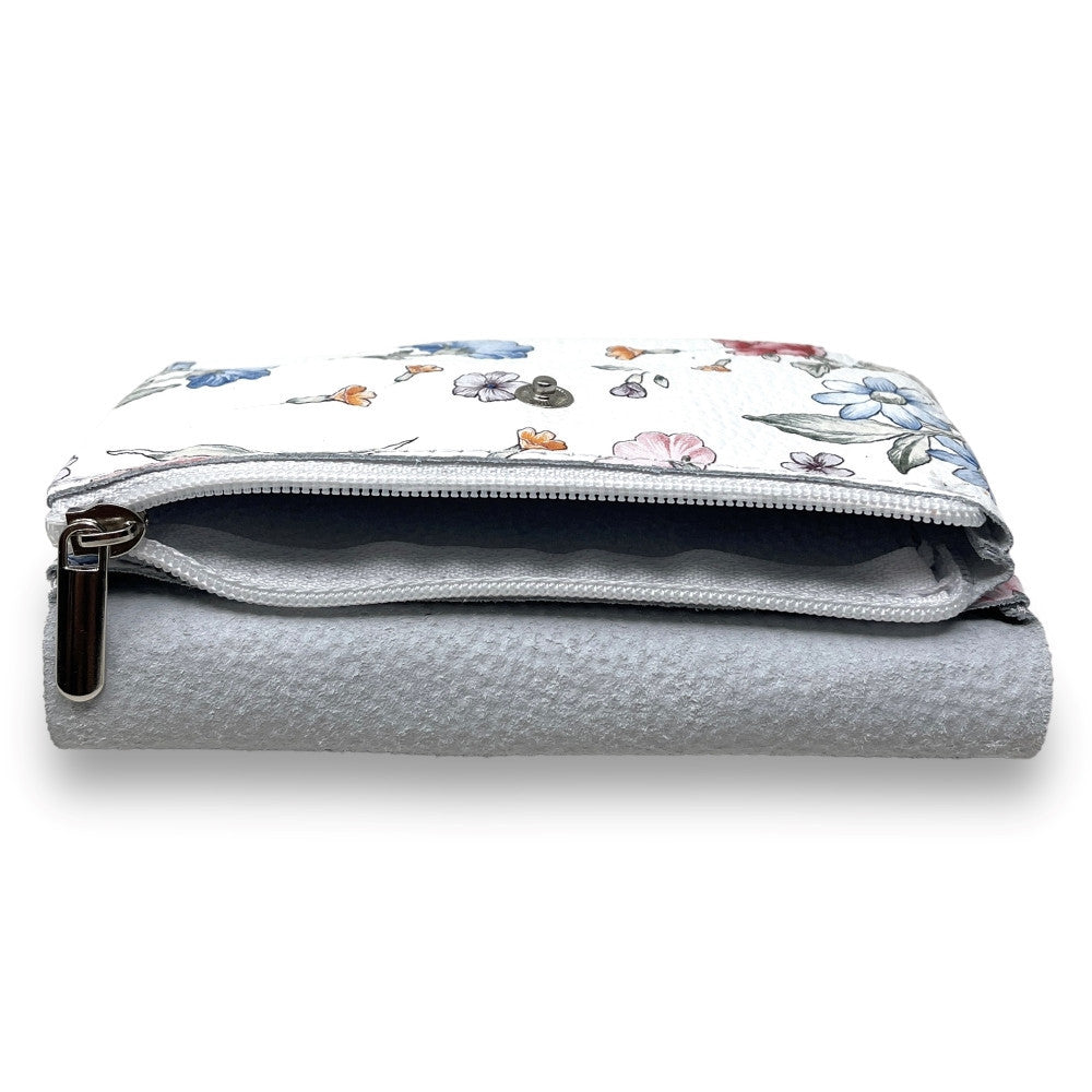 Pochette porte-monnaie en cuir grainé COMPO Flower blanc