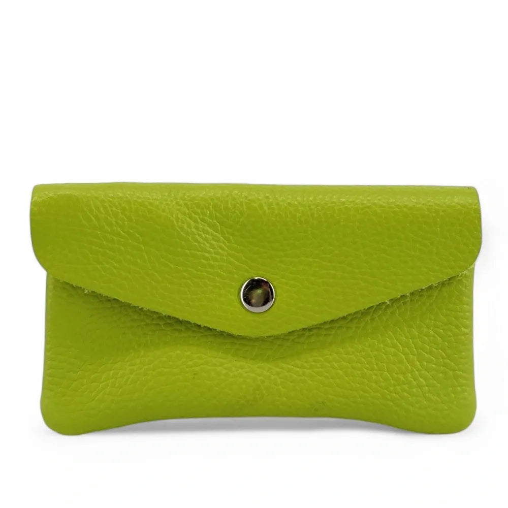 Pochette porte-monnaie en cuir grainé COMPO Vert anis
