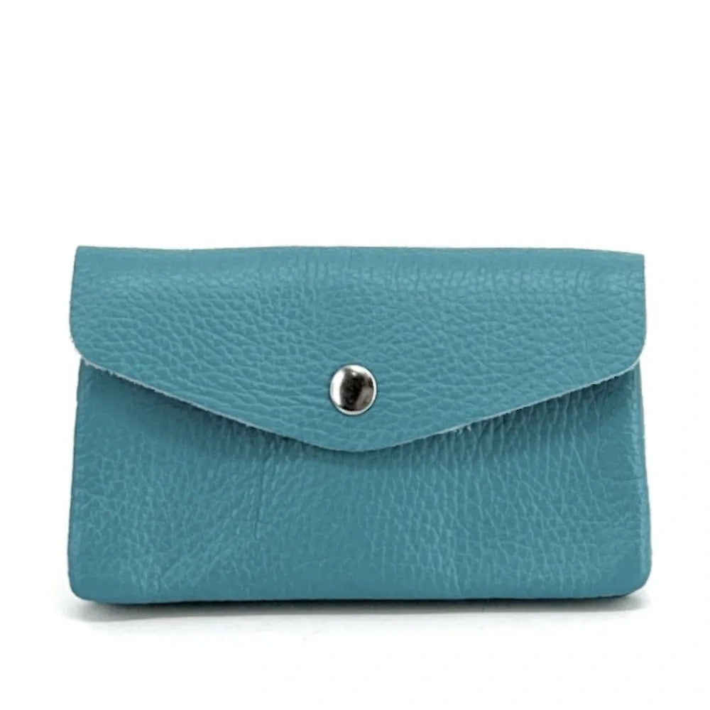 Pochette porte-monnaie en cuir grainé COMPO Bleu turquoise