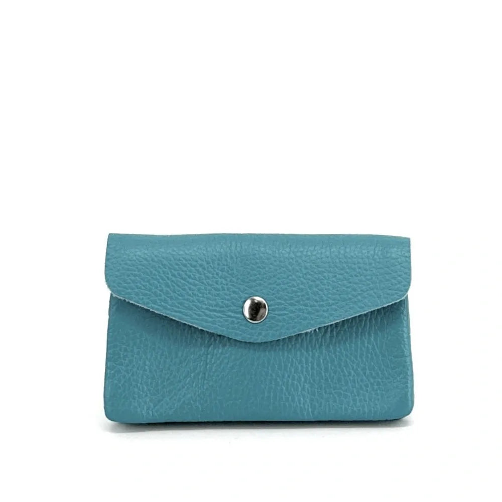 Pochette porte-monnaie en cuir grainé COMPO Bleu turquoise