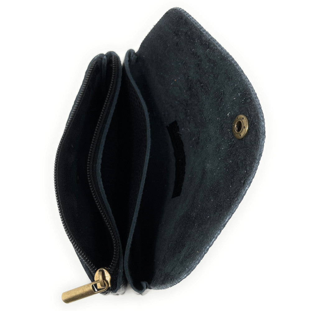 Pochette porte-monnaie en cuir grainé COMPO Noir