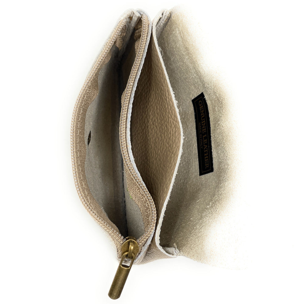 Pochette porte-monnaie en cuir grainé COMPO Taupe foncé