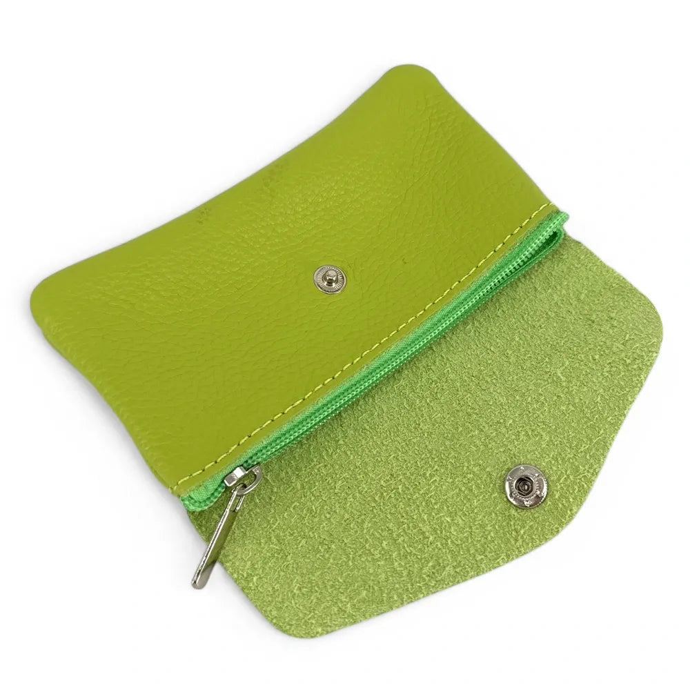 Pochette porte-monnaie en cuir grainé COMPO Vert anis