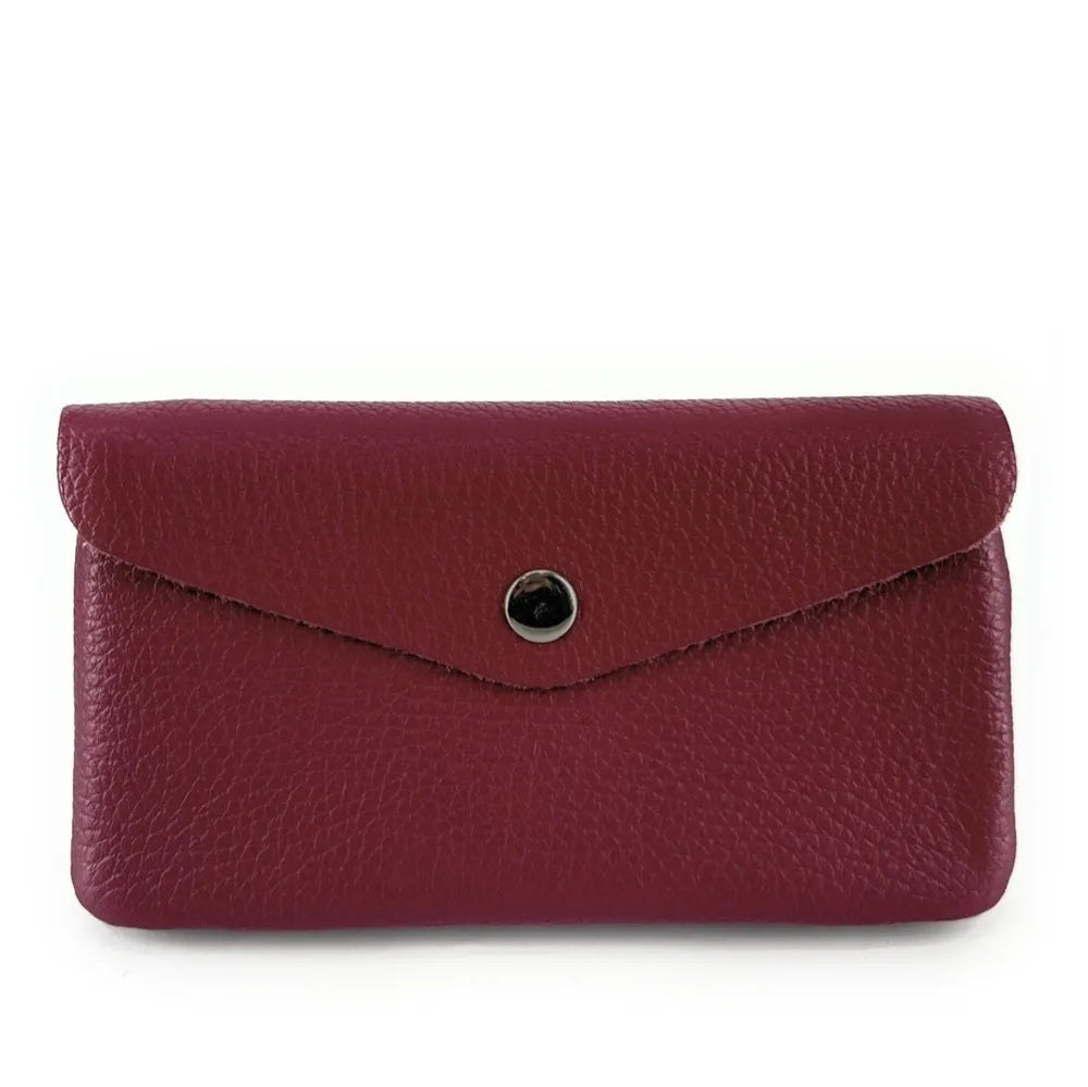 Pochette porte-monnaie en cuir grainé COMPO Rouge bordeaux