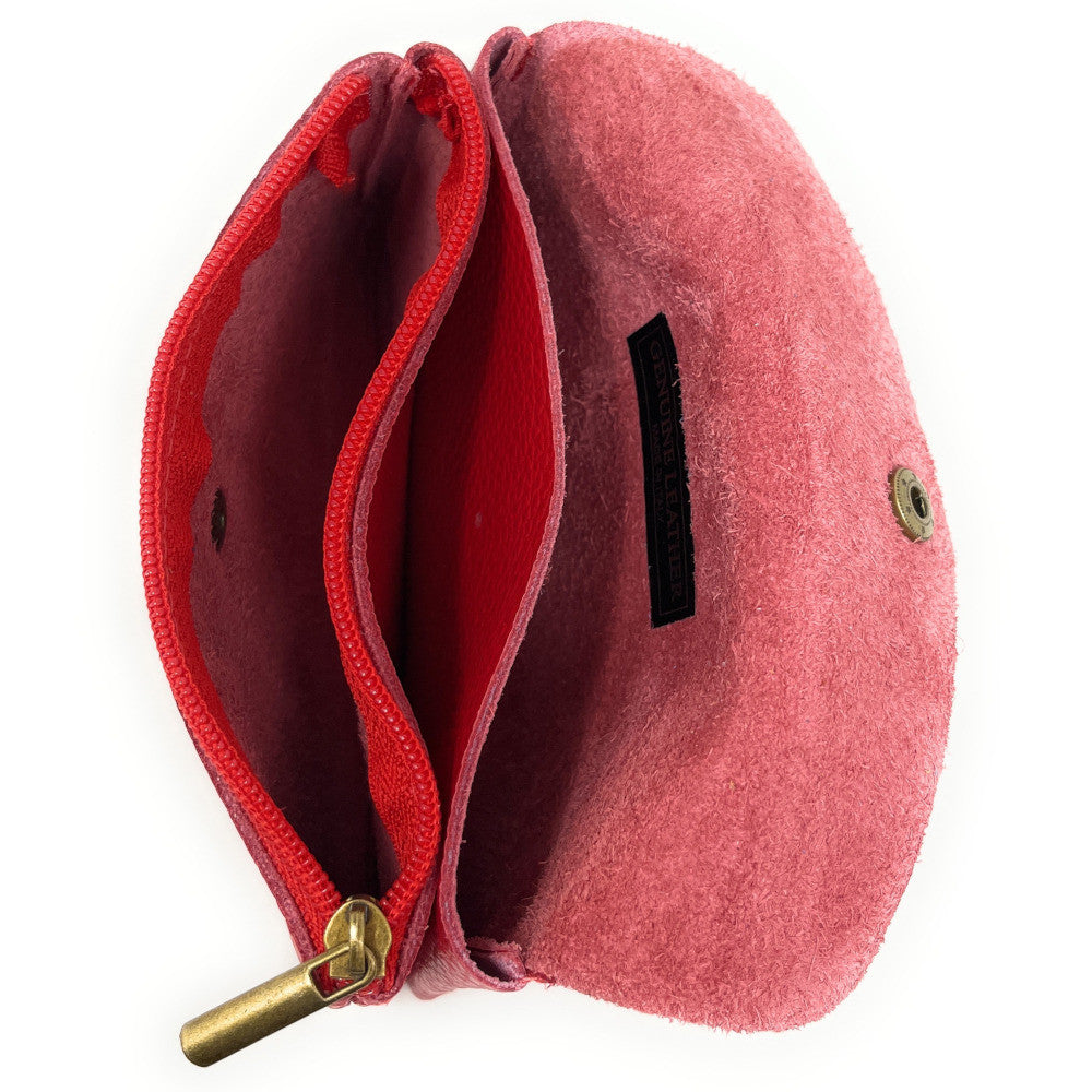 Pochette porte-monnaie en cuir grainé COMPO Rouge garance