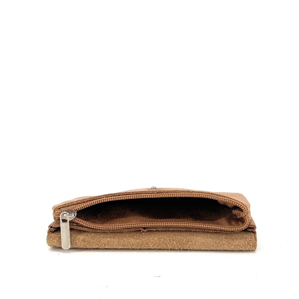 Pochette porte-monnaie en cuir grainé COMPO Camel clair