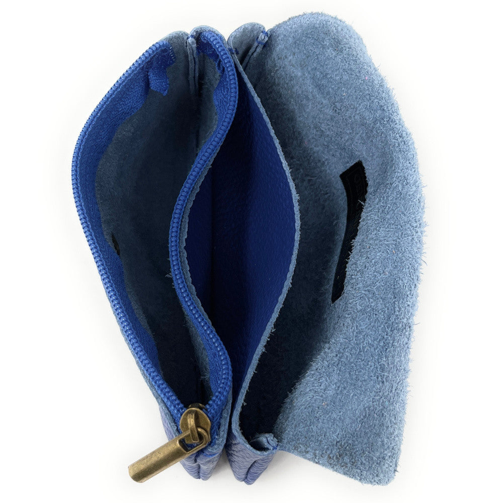 Pochette porte-monnaie en cuir grainé COMPO Bleu