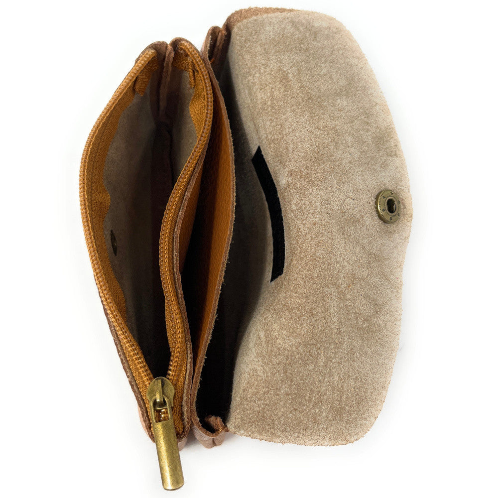 Pochette porte-monnaie en cuir grainé COMPO Camel