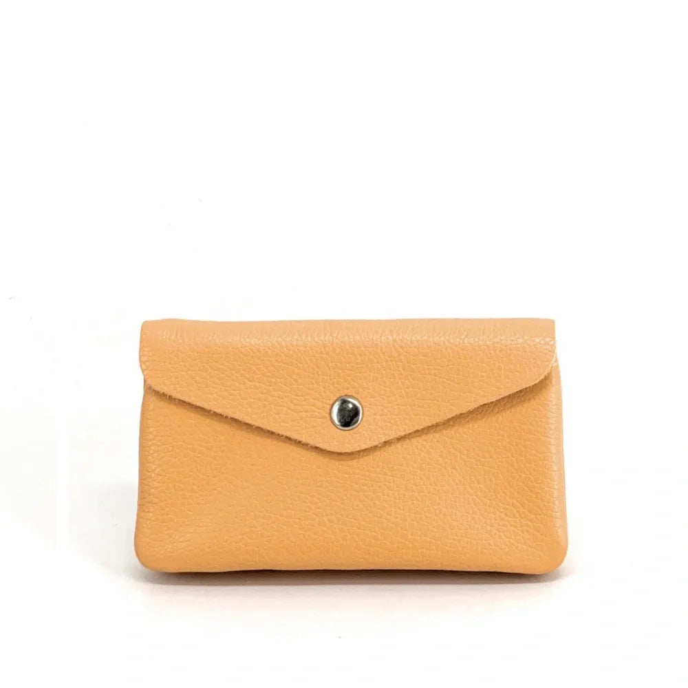 Pochette porte-monnaie en cuir grainé COMPO Abricot