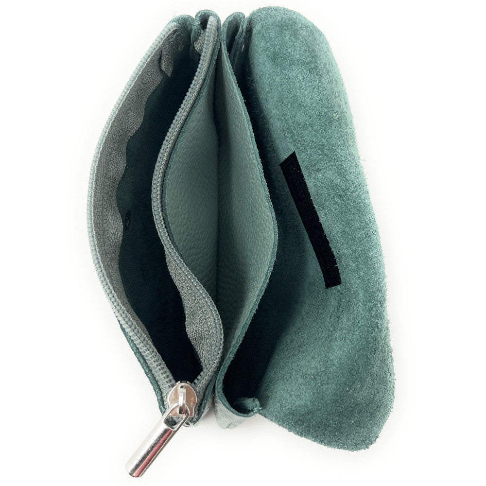 Pochette porte-monnaie en cuir grainé COMPO Vert amande