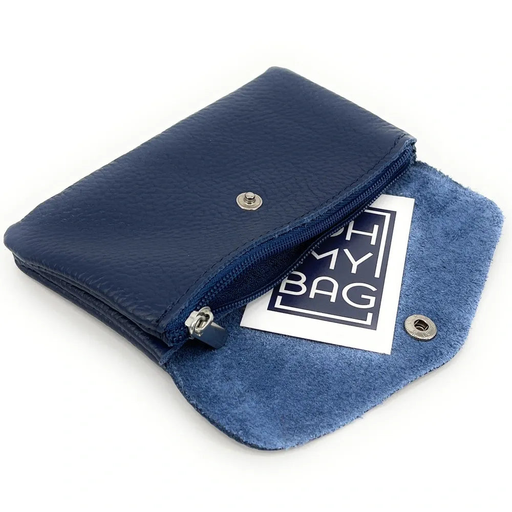 Pochette porte-monnaie en cuir grainé COMPO Bleu marine