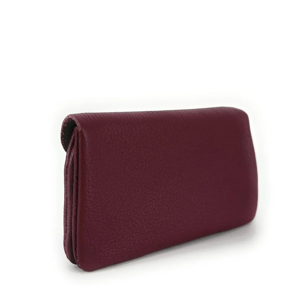 Pochette porte-monnaie en cuir grainé COMPO Rouge bordeaux